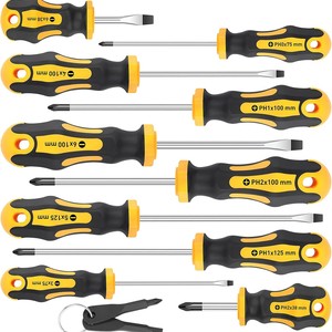 Screwdriver Set 12-Piece Chrome Vanadium Steel Phillips Flathead Anti-Slip Handle Home Repair Tools - Product Image 1