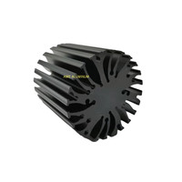 Dissipateur thermique en aluminium sur mesure pour éclairage LED 86(OD)*90(L)mm, dissipateur thermique extrudé usiné CNC avec surface anodisée noire