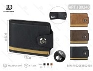 Portafoglio da uomo in vera pelle con chiusura a bottone a pressione, scomparti per carte, stile semplice - Product Image 3