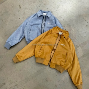 Design Custom Fashion Blank Suede <b>Zip</b> <b>up</b> <b>Jackets</b> for Men High Quality Lining Quilted Padded Cotton Vintage Suede <b>Jackets</b> - Product Image 1