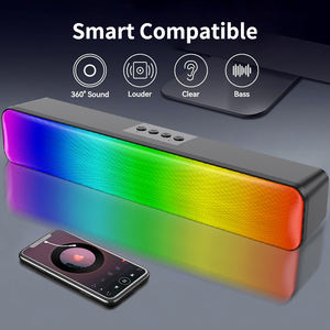Barra de sonido de iluminación RGB múltiple de escritorio de <span class=keywords><strong>precio</strong></span> bajo de alta <span class=keywords><strong>calidad</strong></span> Bluetooth inalámbrico sistema de altavoces dobles de 40mm - Product Image 1
