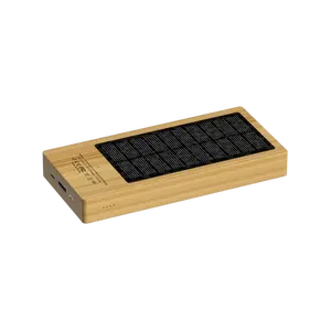 Banque d'alimentation solaire en bambou FSC, gadgets écologiques - Product Image 1