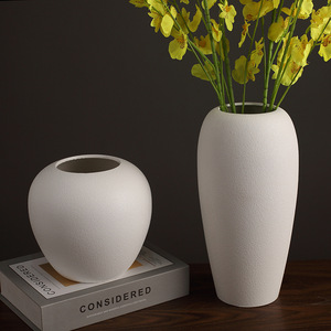 Modern Resin <b>Vase</b> Large Diameter Minimalist Design Tabletop Decorative Flower Container - Product Image 5