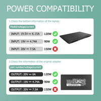 Cargador de Corriente para Portátil 19.5V 6.15A 5.5*2.5mm Adaptador de CA para Portátil Cargador de 120W Adaptador para Portátil para msi
