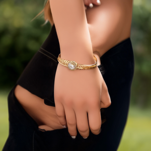 Bracelet tendance plaqué or PVD en acier inoxydable 316L avec pierres de cristal, bijoux décoratifs pour femmes - Product Image 3