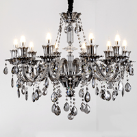 Lustre en cristal gris fumé européen, luminaire suspendu de luxe pour salle à manger, villa, salon, hall d'hôtel