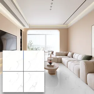 Pure White Vitrified Glazed Polished Slab Marble Porcelain Ceramic Floor Tiles For Living Room Decoration