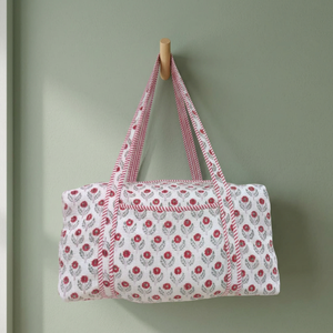 New Luxury Sport Lightweight Durable Eco-Friendly Large Capacity Floral Cotton Quilted Zipper Weekender <b>Duffel</b> <b>Bag</b> 20-Inch - Product Image 2