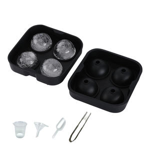 Molde de Silicona de Grado Alimenticio para Hacer Bolas de Hielo Redondas, Bandeja de Hielo de Silicona de 4 Compartimentos para Café y Licores - Product Image 4