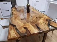 Plateaux de table et comptoirs de cuisine de luxe en résine époxy haute brillance, résistants à la chaleur, directement de l'usine A et B