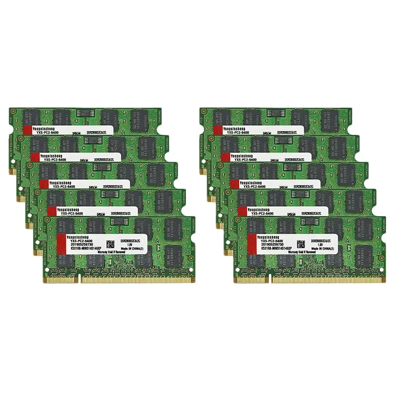 YONGXINSHENG 2GB PC2-5300S PC2-6400S DDR2 667MHz 800MHZ रैम 200pin 1.8V SO-DIMM इस्तेमाल किया यादृच्छिक चिप्स लैपटॉप मेमोरी थोक