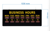 Panneau lumineux LED pour heures d'ouverture commerciale avec horaires hebdomadaires, panneau noir suspendu, éclairage LED pour studio de jeu, magasin de détail, décoration murale
