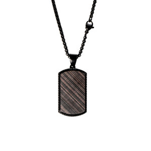 Collar deportivo informal con colgante de chapa de madera negra para hombre, cadena de aleación de zinc, SP1086 - Product Image 1