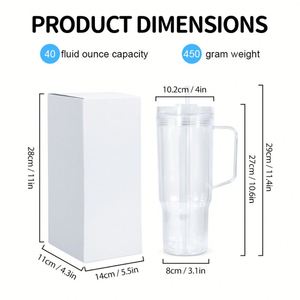 Vaso Acrílico Personalizado con Logotipo de 40 Oz, con Asa y Pajita, Preperforado, Doble Pared, Antiderrames, Transparente, para Manualidades con Purpurina y Globos de Nieve - Product Image 2