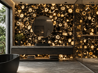Dalle de pierre semi-précieuse en agate noire polie pour panneau mural rétroéclairé, plan de travail de bar, plateau de table basse, plateau de console et surface découpée sur mesure