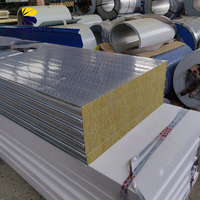 Panel Sandwich Rock Wool Tahan Api Kedap Suara Struktur Baja Pracetak Dinding Eksterior Modern Panel Terisolasi Ruang Dingin