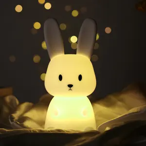 Силиконовый ночник в виде кролика, мультяшный светодиодный силиконовый ночник в виде кролика