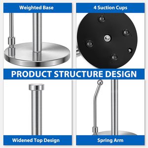 Dispenser di rotolo di carta antiscivolo in acciaio inossidabile in piedi <span class=keywords><strong>porta</strong></span> <span class=keywords><strong>asciugamani</strong></span> di carta <span class=keywords><strong>con</strong></span> Base a <span class=keywords><strong>ventosa</strong></span> per la conservazione dell'organizzazione della cucina - Product Image 4