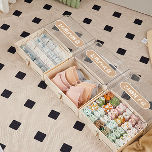 ลิ้นชักจัด<span class=keywords><strong>เก็บ</strong></span>เสื้อผ้าแบบใสกล่อง<span class=keywords><strong>เก็บ</strong></span>ของแบบวางซ้อนกันได้พร้อมที่จับถุงเท้าชุด<span class=keywords><strong>ชั้น</strong></span><span class=keywords><strong>ใน</strong></span>ดีไซน์ใหม่ - Product Image 2