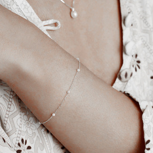 S925 Pure Silver Style Pearl <b>Stacking</b> Temperament Versatile <b>Bracelet</b> Qixi Gift - Product Image 4