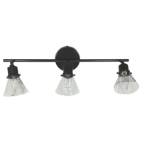Luminaire à rail fixe à 3 lumières E12/E14 avec douille, abat-jour en verre transparent, finition marron, lustres d'intérieur de style simple européen, lampes suspendues