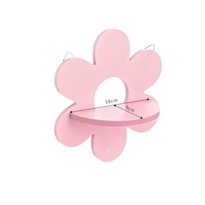 Wooden Flower Shaped Wall <b>Shelf</b> 24cm X 25.5cm Single Layer Hanging Storage <b>Rack</b> For Home Decor - Product Image 2