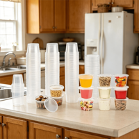 Contenants alimentaires en plastique transparents jetables en gros avec couvercles, mini-pots à portions pour sauces, desserts, bonbons et épices