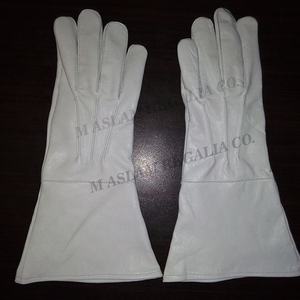 Gants en cuir souple écologiques St Thomas, longueur poignet, avec emblème maçonnique blanc, pour usage hivernal décontracté - Product Image 2