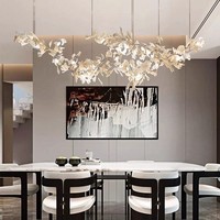 Lustre en forme de feuille ovale et de branche d'arbre, or, design artistique de luxe pour hall d'entrée MD88227