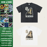 T-shirt graphique religieux vintage, logo personnalisé, streetwear, coupe oversize, manches courtes, lin épais 260g, vierges pour impression, OEM, unisexe