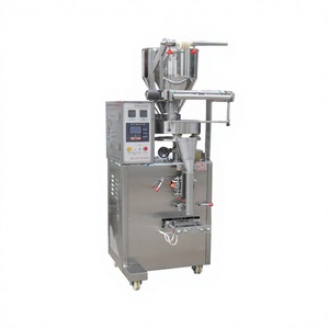 Machine de remplissage et d'emballage automatique de granulés de riz, de sucre et de sel avec alimentateur volumétrique à godets et scelleuse de sacs à soufflet arrière - Product Image 1