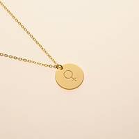 Mini mignon en acier inoxydable symbole féminin signe de Vénus cercle collier pour filles forme de couronne avec cadeau de chaîne à maillons