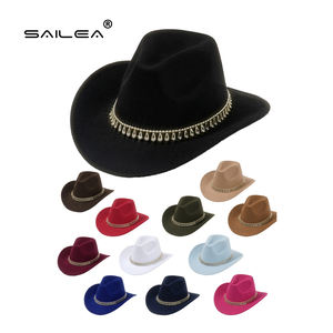 Groothandel Nieuwe Party Bruid Vilt Western <span class=keywords><strong>Cowboy</strong></span> Hoed Muziek Jazz Hoed Vier Seizoenen Licht Luxe Stijl Zonbescherming Polyester voor - Product Image 5