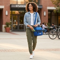 Sac à déjeuner isotherme pliable à double compartiment, en Oxford 600D, double couche, avec poche en filet, pour l'école