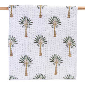 Colcha de Bebé Kantha de Alta Calidad, Último Modelo, Algodón con Estampado de Palmeras, Colcha de Bebé Hecha a Mano, Suave y Ligera - Product Image 1