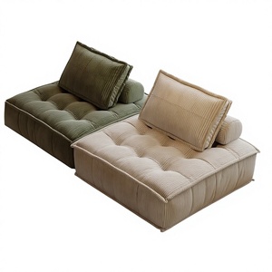 Canapé modulable créatif en forme de bloc de tofu, petit canapé carré de détente pour balcon ou appartement, avec structure en bois, style paresseux - Product Image 3