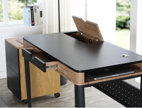 Table d'ordinateur en bois mélaminé MDF noir avec pieds en métal peint en noir Fabriqué en Chine