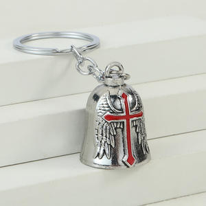 Chaîne de clés en alliage de mode pour voiture, moto, avec breloques : boussole, cloche, cœur, croix, plumes, ailes d'ange, porte-bonheur, protecteur de route, 3D - Product Image 5