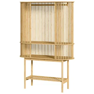 Factory Wholesale Wardrobe Bamboo Standing Jacket Coat Stand With Clothes Rail Shelf
