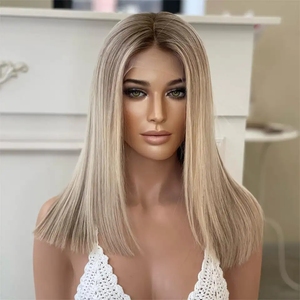 Cabello humano virgen europeo de alta calidad, Color <span class=keywords><strong>rubio</strong></span> <span class=keywords><strong>ceniza</strong></span> 13*4, frontal transparente con malla HD peluca, pelucas de Bob <span class=keywords><strong>corto</strong></span> para <span class=keywords><strong>mujer</strong></span> - Product Image 4