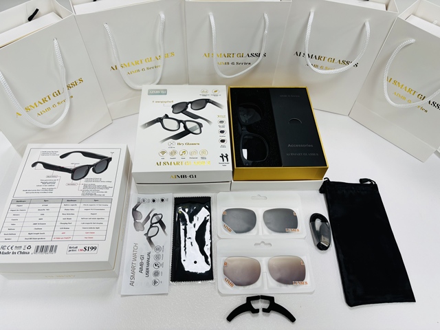 Smart AI Camera Glasses G1 Smart Real-time Translation 1080P HD Shooting Video Music Call Removable Polarized Lens Smart Glasses
