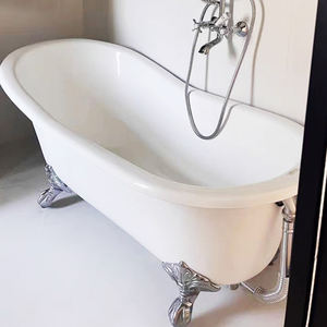 <span class=keywords><strong>Baignoire</strong></span> de trempage classique avec pied à griffes en acier inoxydable et hydromassage japonais intégré - Product Image 4