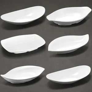 High Quality Melamine Dinner Plate White Oval Boat Shaped Melamine Japanese Sashimi Dish