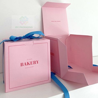 Boîte d'emballage en papier écologique pour gâteau d'anniversaire avec poignée rose, boîte à cupcakes, donuts, sushi, brownie, biscuits, avec ruban
