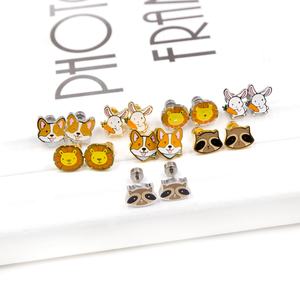 Aretes de Dibujos Animados Hipoalergénicos, Lindos y en Oferta, Aretes de Acero Inoxidable 18k para Bebés, Joyería Unisex - Product Image 2
