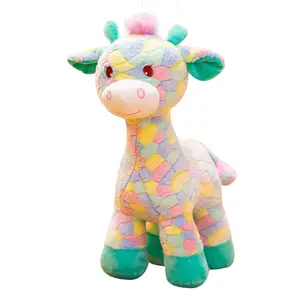 Оптовая продажа, новинка, 14 дюймов, подарок для девочек, милая мягкая Радужная плюшевая игрушка в виде жирафа