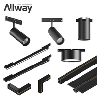 Système d'éclairage sur rail magnétique LED COB encastré au plafond, rail linéaire 2 fils ALLWAY 5 mm, éclairage sur rail magnétique LED complet