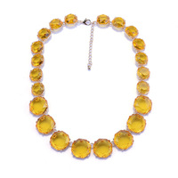 Chaîne de fiançailles pour femme, nouvelle collection, motif géométrique, grande taille, plaqué or, alliage, résine, couleur bonbon, pierre précieuse transparente polygonale, vente chaude