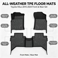 Tapis de sol 3D TPE sur mesure Onward, double cabine, toutes saisons, imperméables, résistants à l'usure, pour Toyota Hilux 2015-2024