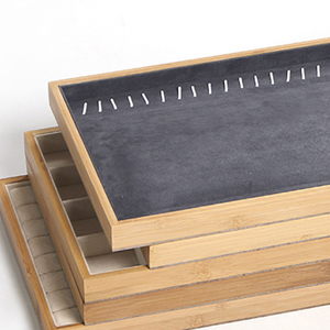 Plateau en bambou pour bijoux, bague, collier, bracelet, boîte de rangement, pendentif, boucles d'oreilles, présentoir de bijoux, vente en gros - Product Image 4